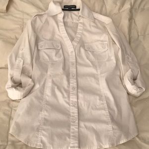Express white button down collared shirt